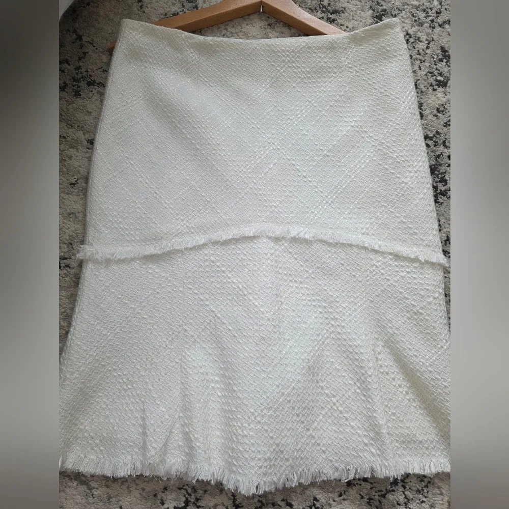 Tweed Pencil Skirt Womens 6 White Preppy City Chic White House Blaack Market